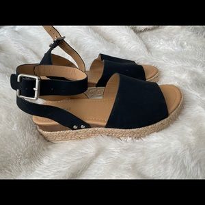 SODA Black Womens Espadrille Flatform Sandals